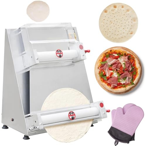 Pizza Dough Roller Sheeter - Automatic Pizza Press Machine, Commercial Dough Sheeter for Home Use, Max 12/15 Inch, 5-Second Forming, Ideal for Pizza and Pasta