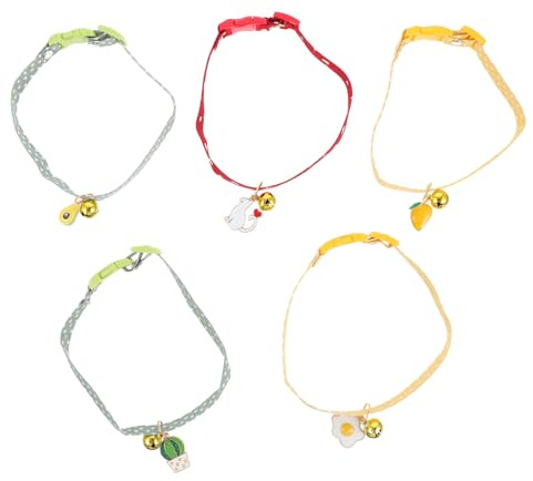 ROMISBABA 5 Stück Teiliges Katzenhalsband mit Glöckchen Verstellbar und Abreißbar Sichere Haustierkragen in Leuchtenden Candy Farben für Katzen und Kleine Hunde Strapazierfähig und Farbecht