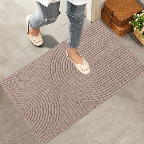 Diaxilu Fußmatte 60x90 cm Innen und Außen - rutschfeste Schmutzfangmatte - Waschbar Fussmatte, Wasserdicht Türmatte - Schmutzfänger Teppich für Eingang, Haustür, Patio, Flur, Garten (Braun)