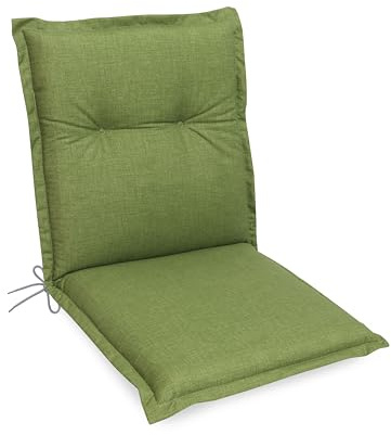 Gardissimo Niederlehnerauflage Premium Grün, Gartenstuhlauflagen 100 x 50 x 8 cm, Polsterauflage UV-Lichtecht mit Schaum-/Vliesfüllung, Baumwollmischgewebe, Bindebänder und Halteband