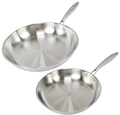 Fackelmann Vita3 Set de Sartenes, incluye Sartén 26 cm y Sartén 28 cm, Acero Inoxidable Triply sin Antiadherente, Libre de PFA, Aptas para Inducción y todo tipo de Cocinas, Aptas para Lavavajillas
