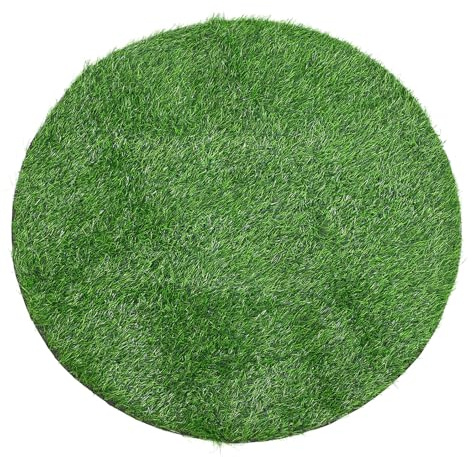 HANABASS Tappeto in Artificiale Decorativo Rotondo 100 Cm Diametro, 2,5 Cm Spessore Resistente agli Agenti Atmosferici, Tappeto per Bordatura Giardino, Patio e Area