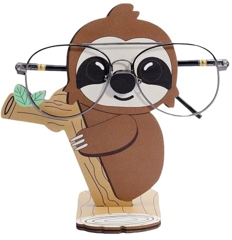 JOVYTH 1 Stück, Handgefertigter Holz Brillenhalter in Faultierform, Für Sonnenbrillen, Lesebrillen, Als Schreibtisch Deko für Zuhause, Büro, Originell Lustig, Brillenständer Eyeglass Stand Tiermotiv