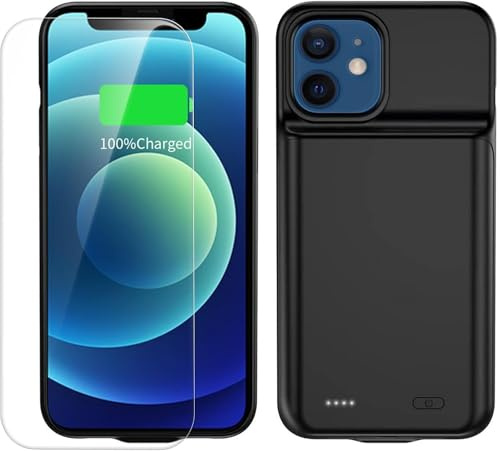 6800 mAh Akkuhülle für iPhone 13 Mini/12 Mini 5,4 Zoll, MIGAFEI ultradünne tragbare Smart-Ladehülle, Netzschalter & erhöhter Kantenschutz, unterstützt kein kabelloses Laden oder C