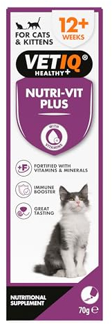 VETIQ Nutri-Vit Plus Immune Booster Nutritional Supplement Paste for Cats & Kittens 12+ Weeks Recovering from Illness, Helps to Provide Extra Energy & Nutrition, 70 g (Pack of 1)