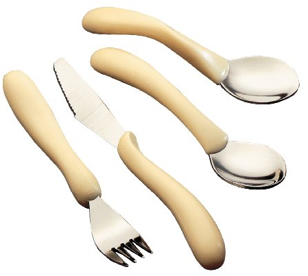 HOMECRAFT Caring Cutlery – Easy Grip Adaptive Utensils for Arthritic Hands & Weak Grip – Disability Cutlery Set with Knife, Fork, Spoon & Teaspoon for Adults