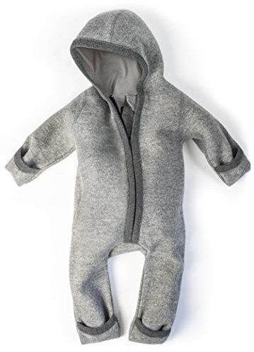 Ehrenkind® WALKOVERALL | Baby Wollwalk-Overalls aus Natur Schurwolle mit Reißverschluss | Walk Wolle Woll-Anzug für Kleinkind und Baby Grau Gr. 50/56