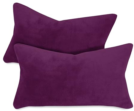 npluseins 2er Pack Coral-Kuschel-Fleece Kissenhüllen, 30 x 50 cm, Beere | Öko-Tex Standard 100, verdeckter Reißverschluss, flauschig weich, pillingarm, waschbar bis 40 °C, schnelltrocknend