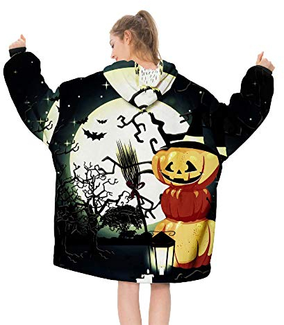 YLXD TV-Decke Kuscheldecke mit Ärmel,Halloween Mikrofaserdecke Fleecedecke,warm, weich, gemütlich,Fleece Sherpa Warme Decken für Erwachsene Frauen