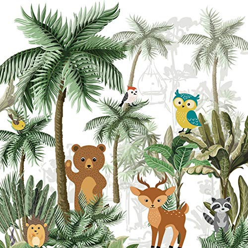 Papier peint intissé 250 cm X 250 cm, animaux de la forêt, déco chambre d'enfant: créez un univers magique!
