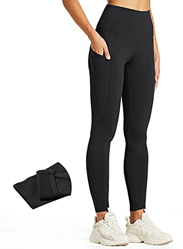 ZUTY Fleece Lined Leggings Women Water Resistant Winter Thermal High Waisted Tights Hiking Running Leggings with Pockets Black 5XL