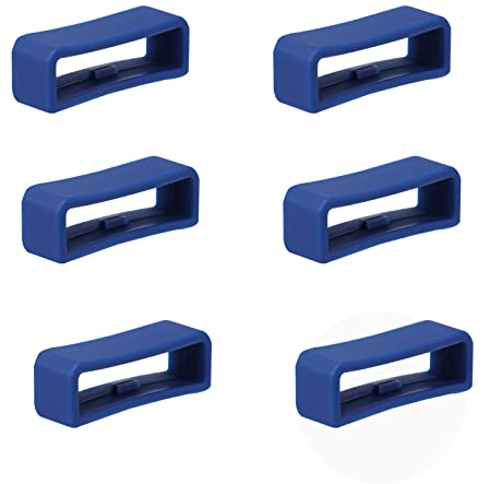 SAVITA 6 Pezzi Anello Cinturino Orologio, Anello di Fissaggio in Silicone per Cinturino Fermo Cinturino Orologio Intelligente Braccialetto Sostituzione (22mm, Blu Scuro)
