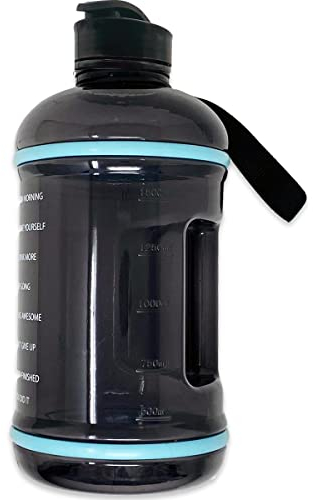Almineez XL 2.2L Water Bottle Flip Cap With Timer Marker 75oz Half Gallon Capacity Leakproof BPA Free Odorless Material Solid Jug Daily Hydration Gym Fitness Athletic Gear Sports for Camping Hiking