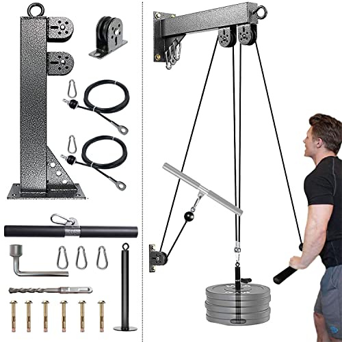 MARSAFIT Fitness väggmonterat remskivsystem, viktkabel remskiva system för gym, LAT dra ner och låg rad kabelmaskin, kabelstation utrustning