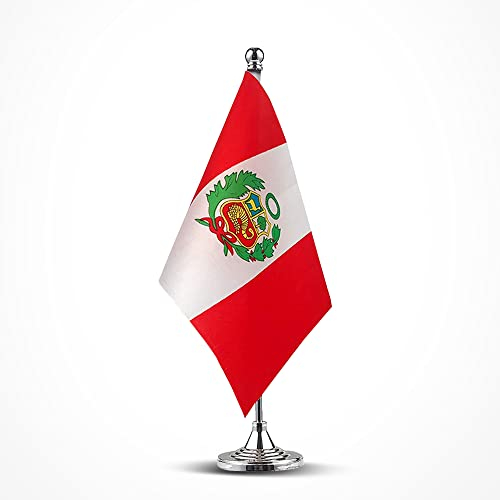 Bandera peruana de Perú, pequeña bandera peruana de escritorio, utilizada para mesa, oficina, aula, hogar, eventos patrióticos, decoraciones