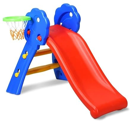 Kinder Rutsche mit Basketballkorb, kinderrutsche klappbar für Indoor und Outdoor bis 50KG