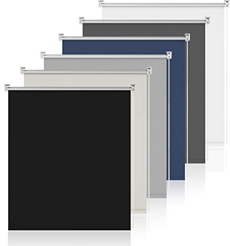 Verdunkelungsrollo Klemmrollos für Fenster Schwarz B70 x H100cm-Stoffbreite 65cm Thermorollo Sichtschutz Sonnenschutz Fenster Rollo innen ohne Bohren