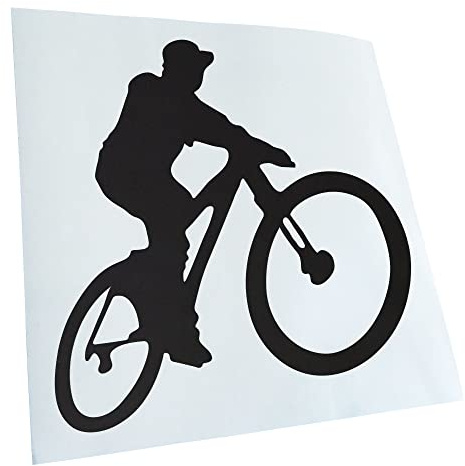 Kiwistar - Autoaufkleber - Mattschwarz - 10x10cm Mountainbiker MTB Downhill - Heckscheibe Auto Aufkleber wetterfest für Kfz LKW Mofa Truck - Sticker außen selbstklebend Tuning Zubehör für Fenster