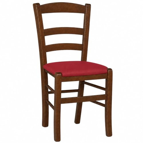 OKAFFAREFATTO MADDALONI Stuhl aus dunklem Nussbaumholz mit gepolstertem Sitz in Rot/Bordeaux