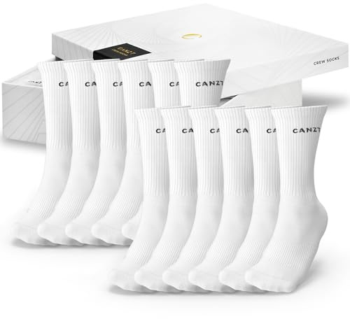 Canzt White Crew Socks Sportstrumpor Vit Dam & Herr Uppsättning om 6 43-46 Bomull