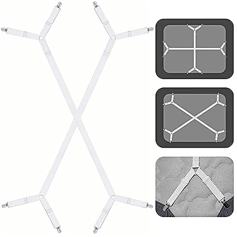 Bettlakenspanner Bettlakenclips,Verstellbare Dreiecksspanner,Elastische 2 Stück Verstellbare Dreiecksspanner,Weiß Bettlakenspanner, Weiß Lakenspanner mit klammern Spannbettlakenhalter Clips, für