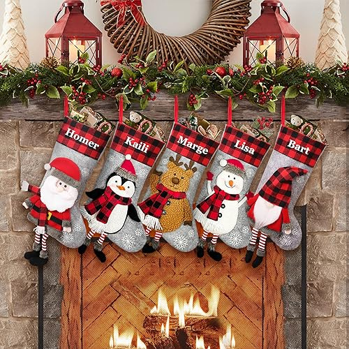 NIBESSER Weihnachtsstrumpf mit Namen Weihnachtsdeko Christmas Stockings Hängende Strümpfe Weihnachten Geschenktasche Personalisierte Xmas Socken Familie Kinder Junge Mädchen