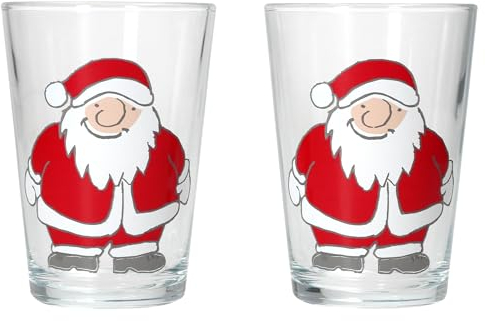 Ritzenhoff & Breker Santa Winter 2er Set Glühweingläser I 240ml, H 11cm I Tee-Glas mit Weihnachtsmann-Dekor in Rot & Weiß I Weihnachtsglas für Kaffee, Eierlikör & Co an Nikolaus & zum Advent