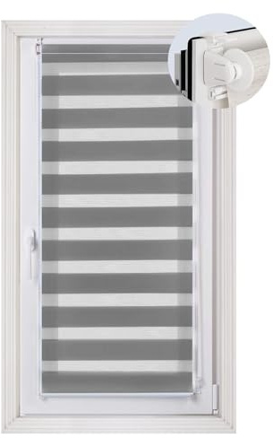 Tenda Avvolgibile Oscurante 35 x 240 cm Protezione Solare, Termica Isolante Tenda a Rullo per Interni Con Catenella Laterale Per Porte E Finestre, Grigio Scuro