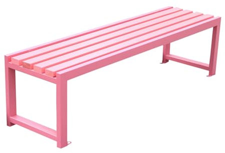 Outdoor-Bank, Massivholzlattensitz, Gartenbank für Hof, Terrasse, Eingangsbereich, Park, Zweisitzersofa mit Gusseisen-Stahlrahmen für Rasen, Veranda, 800 Pfund Kapazität – Rosa ( Color : Without Backr
