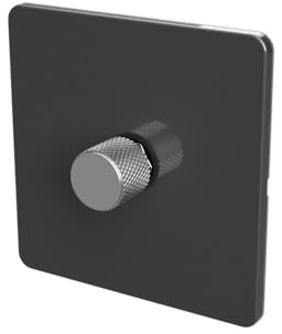 SAMOTECH Zigbee Dimmer Switch (Plastic faceplate/Metal knob) - No neutral wire required, compatible with Home Assistant and many other Zigbee-based platforms - Grey/Silver 1-Gang Zigbee Dimmer