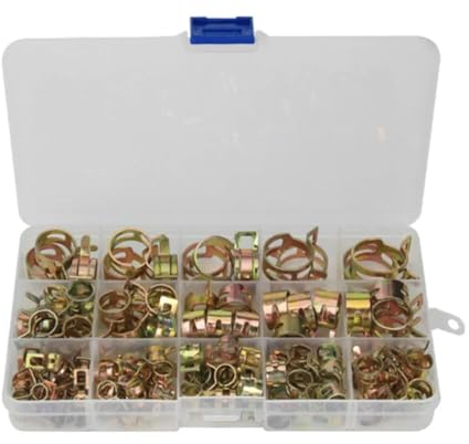100 Stück Federschlauchklemmen, 6–22 mm, verzinkte Federklammer, Kraftstoffleitungsschlauch, Wasserrohr, Luftschlauchklemmen, Befestigungsrohrschelle