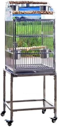 DLAZUM Professioneller Vogelkäfig für Haustiere, Vogelträger, Gartendekoration, Papageienkäfige für große Vögel, großer Vogelkäfig aus Edelstahl, mobiler Papageienkäfig für den Außenbereich, erhöht