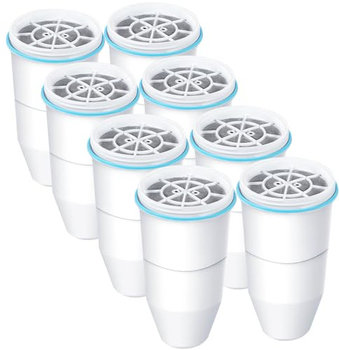 VIPHASES 6-Stage 0 TDS Water Filter Replacement for Zero Pitchers, 8-Pack | 99.99% impurity removal. High-efficiency 8-pack replacement refills fit ZR-001, ZR-017, ZR-004, and more.