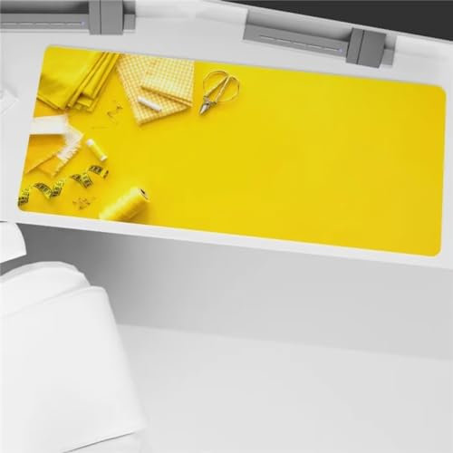 Gaming Mauspad XXL Gelb Mousepad Groß 600x300x2mm Verlängertes Großes Schreibtischauflage mit rutschfeste Basis und genähte Kante für PC, Laptop