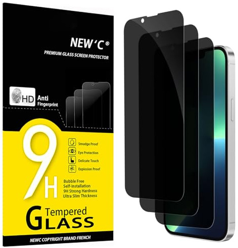 NEW'C 3 Stück, Sichtschutz für iPhone 14 Plus, iPhone 13 Pro Max für Panzerglas (6,7 Zoll), Blickschutzfolie Privacy screen mit Anti Spy - Einfaches Installationswerkzeug enthalten
