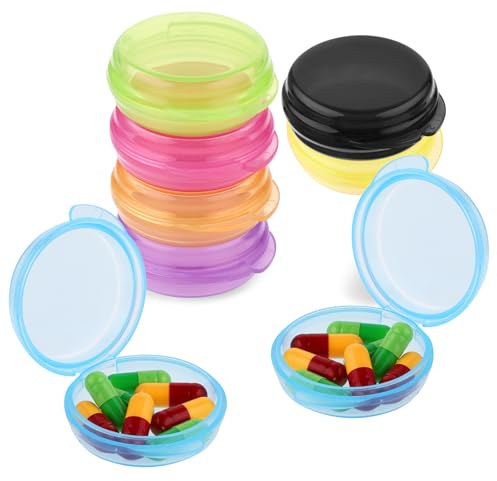 8pcs Small Pill Box Cute Portable Pill Case Travel Pills Organizer Box Medicine Dispenser Earplug Container Vitamin Holder Liver Oil Storage Case for Women Men Pocket Purse Briefcase