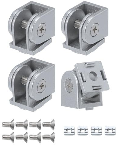 uxcell 4Pcs Die-Cast Aluminum Pivot Joint 180°Adjustable Flexible Pivot Joint Connector with M6 Screws for 2020 Series Aluminum Extrusion Profile, Aperture 6mm, Silver Tone