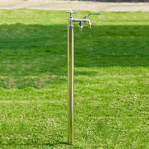 Freistehende Garten Wassersäule mit Doppelhahn, Frostschutz Wasserleitung für den Außenbereich, Vertikaler Wasserhydrant Dekorativer Wasserspielbrunnen, zur Bewässerung und Bewässerung(120cm/47in)