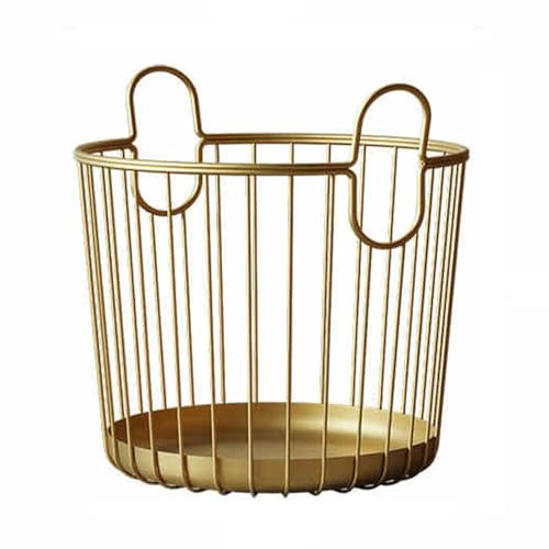 WNGJZZYC Vielseitiger Wäschekorb aus Metall, Tragbarer Wäschesammler, Wäschekörbe mit Griffen, für Küche, Bad, Kinderzimmer und Home Office(Gold)