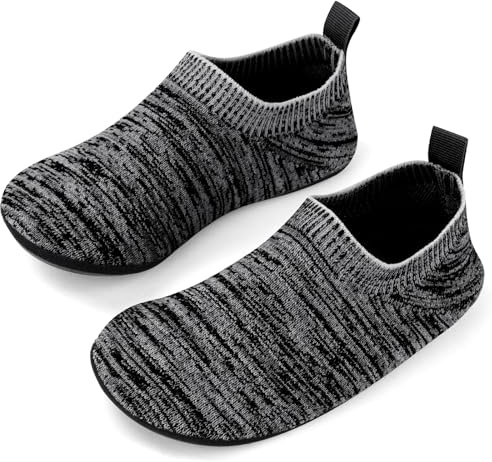 HOTUT Chaussons Enfants, Garçon Filles Respirant Pantoufles, Respirant Chaussons Antidérapante, Chausson Souple Bebe, Chaussette Chausson Enfant, Chaussures Unisexe - Noir EU 24/25