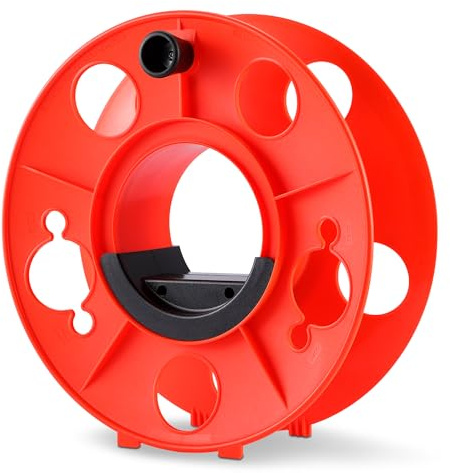 Amazon Basics Heavy Duty Cable Reel Organizer, For Extension Cords, Holiday Lights, Hoses & Ropes, Up to 45m Length, Orange