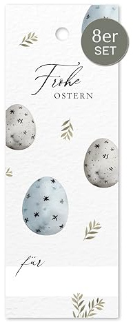 Geschenkanhänger Ostereier Ostergrüße | 8 Stück stilvolle Osteranhänger mit Aquarellmotiv Frohe Ostern | Karten für Ostergeschenke Mitbringsel Ostergrüße Flaschengeschenke Kundenpräsente NORDEULE