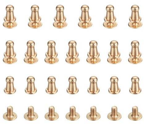 TIXIPEM 4mm Ball Head Stud Rivets Screw Back [20Pcs] - Metal Round Head Button Nipple Rivet Use for Bag & Belt & Handbag & Leather Craft & DIY Decoration - [Gold]