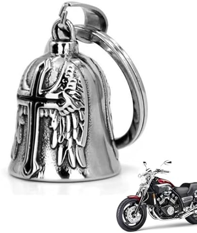 EIHI 1 Pieza Motocicleta Amuleto de la Suerte, Campana de Motocicleta, Campana de Ángel de la Guarda Motero con Anillo Colgante, para Coches Eléctricos, Bicicletas