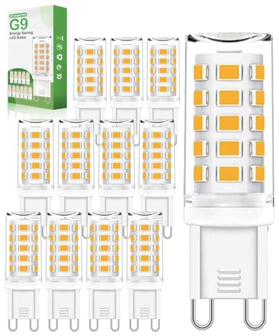 E-SMARTER G9 LED Leuchtmittel Warmweiß 3000K, 5W 560LM LEDs, Nicht Dimmbar LED Warmweiß, Energiesparende LED Lampen, LED Birnen, 360° Abstrahlwinkel Glühbirne G9 für Kronleuchter, 12er Stück