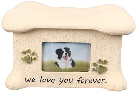 Urna Conmemorativa Personalizada para Cenizas de Perro, Caja de Recuerdos de Resina en Forma de Hueso con Exhibición de Fotos y Patas Grabadas, Caja de Memoria Sagrada para