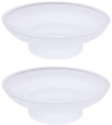 2 x transparente Glas-Seifenschale, klare runde Seifenschale, Badezimmer-Ornament, Seifenhalter, Glas, Dessertteller, Küchenspüle, Dekoration (matt)
