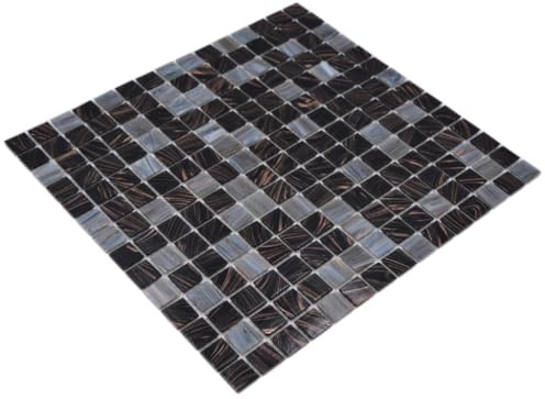 Mosaik Fliese Glas Goldensilk dunkelgrau für BODEN WAND BAD WC DUSCHE KÜCHE FLIESENSPIEGEL, Mattengröße: 327x305 = 0,10 qm, Steingröße: 20x20x4mm - 1 Matte