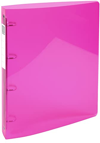 Exacompta 51774E Ringbuch Iderama aus transluzentem Kunststoff für DIN A4, 4-O Ring Mechanik 30 mm, Rücken 40 mm, rosa ideal für Schule und Büro Ringhefter Ringordner Ringbuchordner