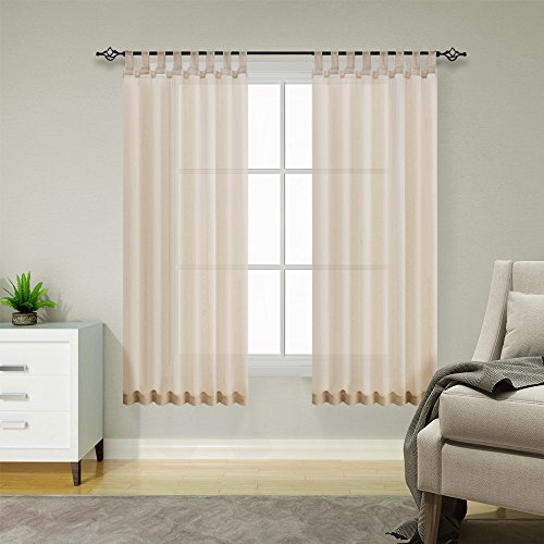 TOPICK Schlaufenschal 2er Set Gardinenschals Vorhänge H175xB140 Khaki | Leinenoptik Schlaufengardinen Wohnzimmer modern Schlaufenvorhang Vorhänge Schlafzimmer Curtains Living Room übergardinen